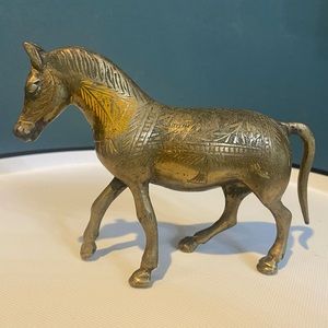 Vintage Solid Brass Horse Stallion Mare Figurine